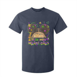 Little Miss Mardi Gras Afro Messy Bun Girls T Shirt For Kid TS10 Navy Print Your Wear