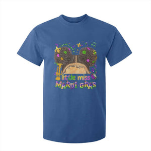 Little Miss Mardi Gras Afro Messy Bun Girls T Shirt For Kid TS10 Royal Blue Print Your Wear