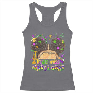 Little Miss Mardi Gras Afro Messy Bun Girls Racerback Tank Top TS10 Charcoal Print Your Wear