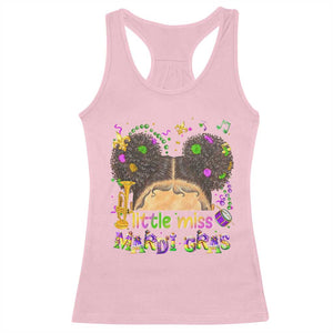 Little Miss Mardi Gras Afro Messy Bun Girls Racerback Tank Top TS10 Light Pink Print Your Wear