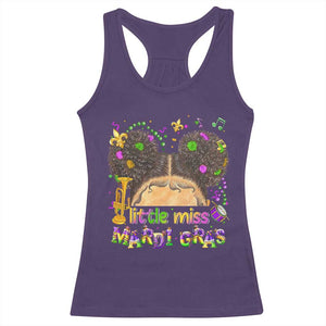 Little Miss Mardi Gras Afro Messy Bun Girls Racerback Tank Top TS10 Purple Print Your Wear