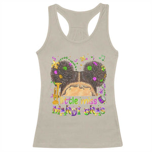 Little Miss Mardi Gras Afro Messy Bun Girls Racerback Tank Top TS10 Sand Print Your Wear