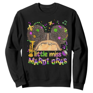 Little Miss Mardi Gras Afro Messy Bun Girls Sweatshirt TS10 Black Print Your Wear