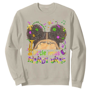 Little Miss Mardi Gras Afro Messy Bun Girls Sweatshirt TS10 Sand Print Your Wear
