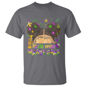 Little Miss Mardi Gras Afro Messy Bun Girls T Shirt TS10 Charcoal Print Your Wear