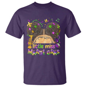 Little Miss Mardi Gras Afro Messy Bun Girls T Shirt TS10 Purple Print Your Wear