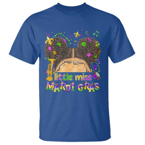 Little Miss Mardi Gras Afro Messy Bun Girls T Shirt TS10 Royal Blue Print Your Wear