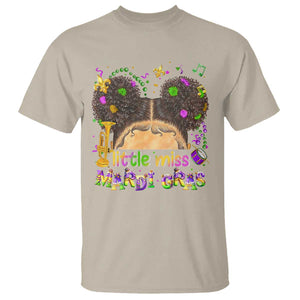 Little Miss Mardi Gras Afro Messy Bun Girls T Shirt TS10 Sand Print Your Wear
