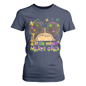 Little Miss Mardi Gras Afro Messy Bun Girls T Shirt For Women TS10 Navy Print Your Wear