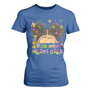 Little Miss Mardi Gras Afro Messy Bun Girls T Shirt For Women TS10 Royal Blue Print Your Wear