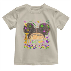 Little Miss Mardi Gras Afro Messy Bun Girls Toddler T Shirt TS10 Sand Print Your Wear