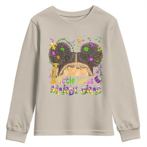 Little Miss Mardi Gras Afro Messy Bun Girls Youth Sweatshirt TS10 Sand Print Your Wear