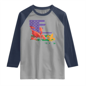 Louisiana Raglan Shirt Louisiana New Orleans Party Custume Beads TS10 Sport Gray Navy Print Your Wear