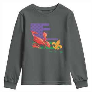 Louisiana Youth Sweatshirt Louisiana New Orleans Party Custume Beads TS10 Dark Heather Print Your Wear