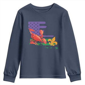 Louisiana Youth Sweatshirt Louisiana New Orleans Party Custume Beads TS10 Navy Print Your Wear