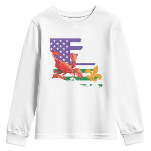 Louisiana Youth Sweatshirt Louisiana New Orleans Party Custume Beads TS10 White Print Your Wear