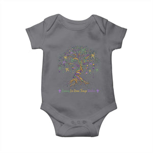 Coquette Bow Mardi Gras Bead Tree Baby Onesie Carnival New Orleans 2025 TS10 Charcoal Print Your Wear