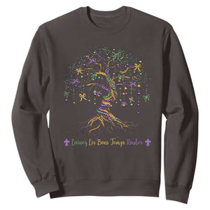 Coquette Bow Mardi Gras Bead Tree Sweatshirt Carnival New Orleans 2025 TS10 Dark Chocolate Print Your Wear