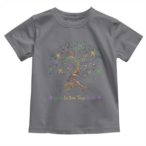 Coquette Bow Mardi Gras Bead Tree Toddler T Shirt Carnival New Orleans 2025 TS10 Charcoal Print Your Wear