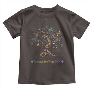 Coquette Bow Mardi Gras Bead Tree Toddler T Shirt Carnival New Orleans 2025 TS10 Dark Chocolate Print Your Wear