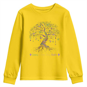 Coquette Bow Mardi Gras Bead Tree Youth Sweatshirt Carnival New Orleans 2025 TS10 Daisy Print Your Wear