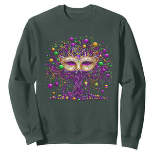 Mardi Gras Bead Tree Sweatshirt New Orleans Festival TS10 Dark Forest Green Print Your Wear