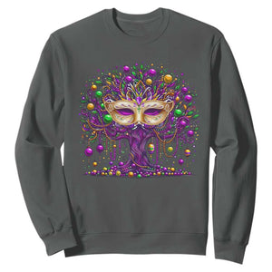 Mardi Gras Bead Tree Sweatshirt New Orleans Festival TS10 Dark Heather Print Your Wear