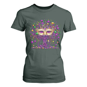 Mardi Gras Bead Tree T Shirt For Women New Orleans Festival TS10 Dark Forest Green Print Your Wear