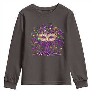 Mardi Gras Bead Tree Youth Sweatshirt New Orleans Festival TS10 Dark Chocolate Print Your Wear
