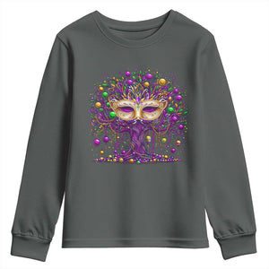 Mardi Gras Bead Tree Youth Sweatshirt New Orleans Festival TS10 Dark Heather Print Your Wear