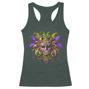 Mardi Gras Costume Sugar Skull Racerback Tank Top Carnival New Orleans Trip TS10 Dark Forest Green Print Your Wear
