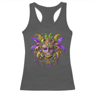 Mardi Gras Costume Sugar Skull Racerback Tank Top Carnival New Orleans Trip TS10 Dark Heather Print Your Wear