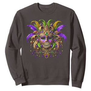 Mardi Gras Costume Sugar Skull Sweatshirt Carnival New Orleans Trip TS10 Dark Chocolate Print Your Wear