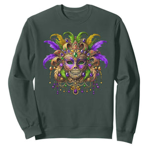 Mardi Gras Costume Sugar Skull Sweatshirt Carnival New Orleans Trip TS10 Dark Forest Green Print Your Wear