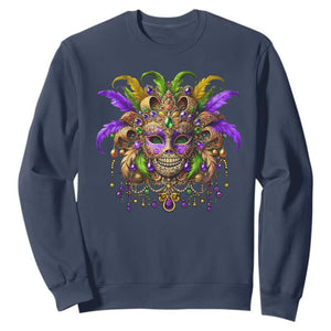 Mardi Gras Costume Sugar Skull Sweatshirt Carnival New Orleans Trip TS10 Navy Print Your Wear
