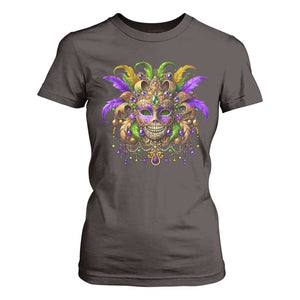 Mardi Gras Costume Sugar Skull T Shirt For Women Carnival New Orleans Trip TS10 Dark Chocolate Print Your Wear