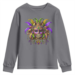 Mardi Gras Costume Sugar Skull Youth Sweatshirt Carnival New Orleans Trip TS10 Charcoal Print Your Wear