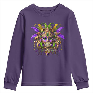 Mardi Gras Costume Sugar Skull Youth Sweatshirt Carnival New Orleans Trip TS10 Purple Print Your Wear