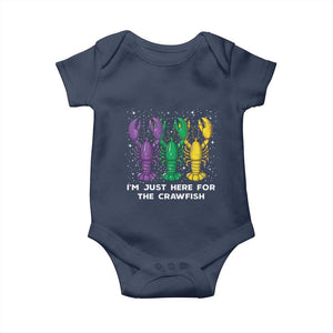 Carnival Mardi Gras Baby Onesie I'm Just Here For The Crawfish TS10 Navy Print Your Wear
