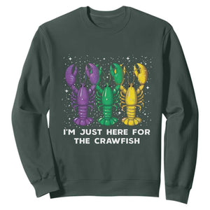 Carnival Mardi GrasMardi Gras Sweatshirt I'm Just Here For The Crawfish TS10 Dark Forest Green Print Your Wear