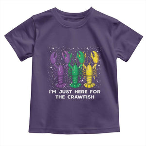 Carnival Mardi Gras Toddler T Shirt I'm Just Here For The Crawfish TS10 Purple Print Your Wear