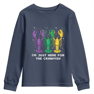 Carnival Mardi Gras Youth Sweatshirt I'm Just Here For The Crawfish TS10 Navy Print Your Wear