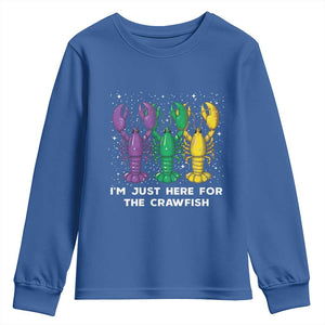 Carnival Mardi Gras Youth Sweatshirt I'm Just Here For The Crawfish TS10 Royal Blue Print Your Wear