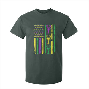 Funny Mardi Gras Crawfish T Shirt For Kid Whos Your Crawdaddy USA American Flag Carnival TS10 Dark Forest Green Print Your Wear