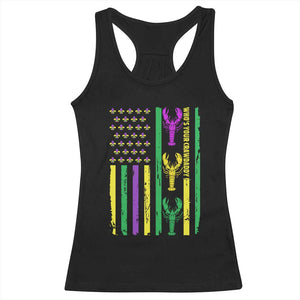 Funny Mardi Gras Crawfish Racerback Tank Top Whos Your Crawdaddy USA American Flag Carnival TS10 Black Print Your Wear