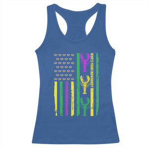 Funny Mardi Gras Crawfish Racerback Tank Top Whos Your Crawdaddy USA American Flag Carnival TS10 Royal Blue Print Your Wear