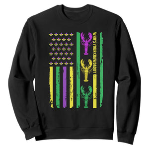 Funny Mardi Gras Crawfish Sweatshirt Whos Your Crawdaddy USA American Flag Carnival TS10 Black Print Your Wear