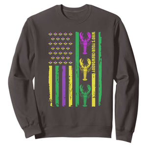 Funny Mardi Gras Crawfish Sweatshirt Whos Your Crawdaddy USA American Flag Carnival TS10 Dark Chocolate Print Your Wear