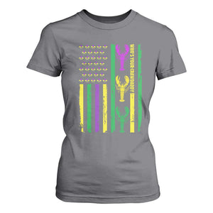 Funny Mardi Gras Crawfish T Shirt For Women Whos Your Crawdaddy USA American Flag Carnival TS10 Charcoal Print Your Wear