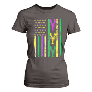 Funny Mardi Gras Crawfish T Shirt For Women Whos Your Crawdaddy USA American Flag Carnival TS10 Dark Chocolate Print Your Wear